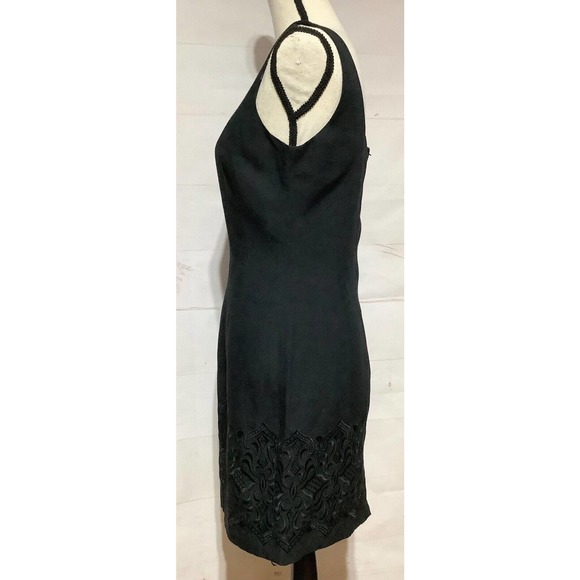 THE LIMITED Sz 4 linen rayon blend square neckline embroidered hem classic dress - Picture 2 of 9